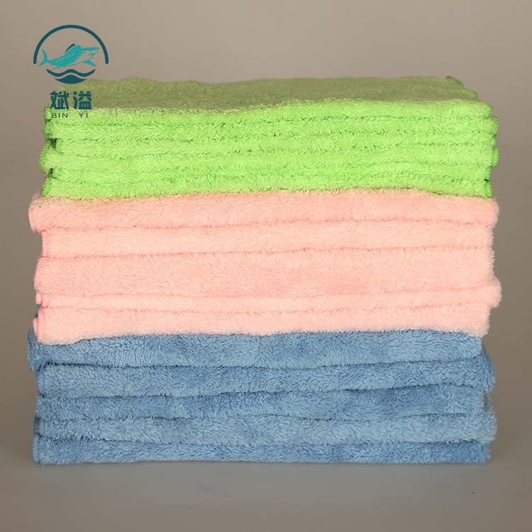 Soft absorbent coral fleece cleaning towel